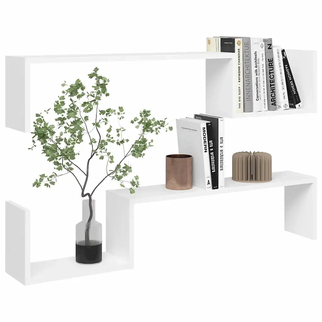 Mensole a Muro 2 pz Bianche 100x15x20 cm in Legno Multistrato 807268