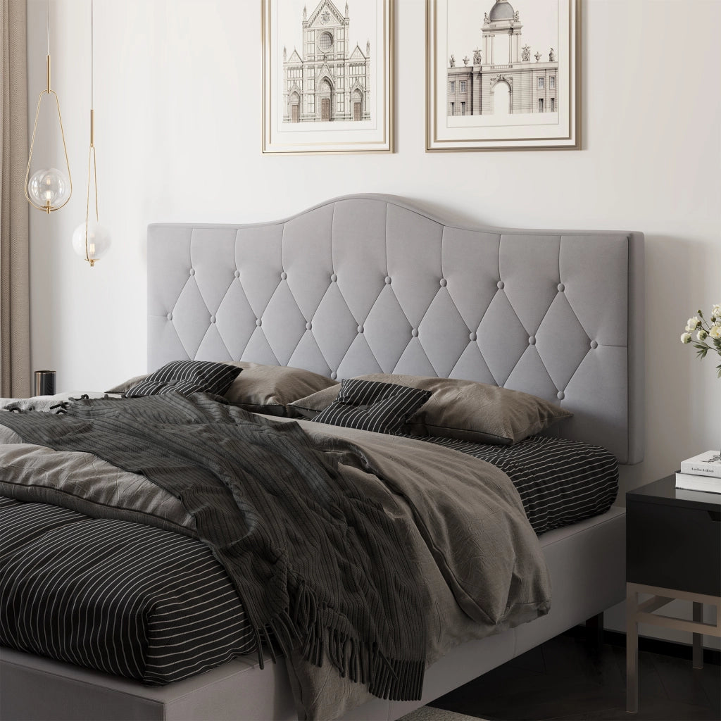 Testiera imbottita per letto ¨C zephmum ¨C grigio velluto 185x134 cm