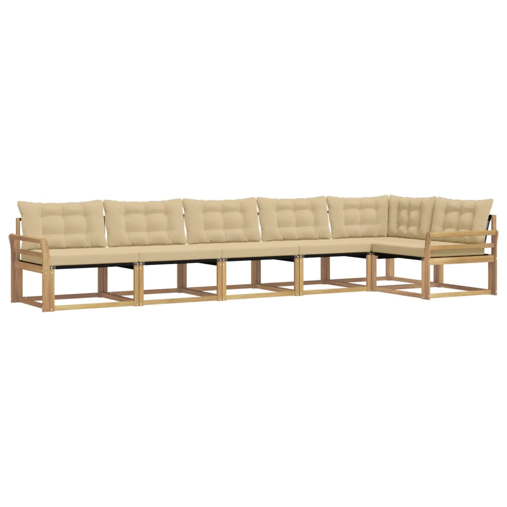 Set di divani da esterno con cuscino 6 pcs Bianco e Beige