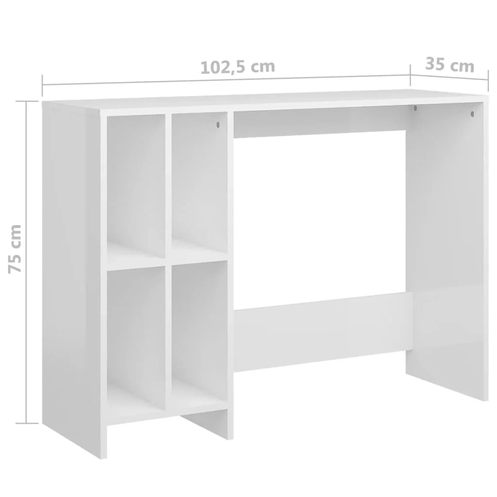 Scrivania tavolo postazione di lavoro mobile per computer studio con computer portatile legno ingegnerizzato bianco lucido 02_0023757