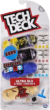 Tech Deck | Mini Skate FINGERSKATE | 4 Mini Skate personabilizzabili fingerskate con grafiche Originali, Giocattoli per