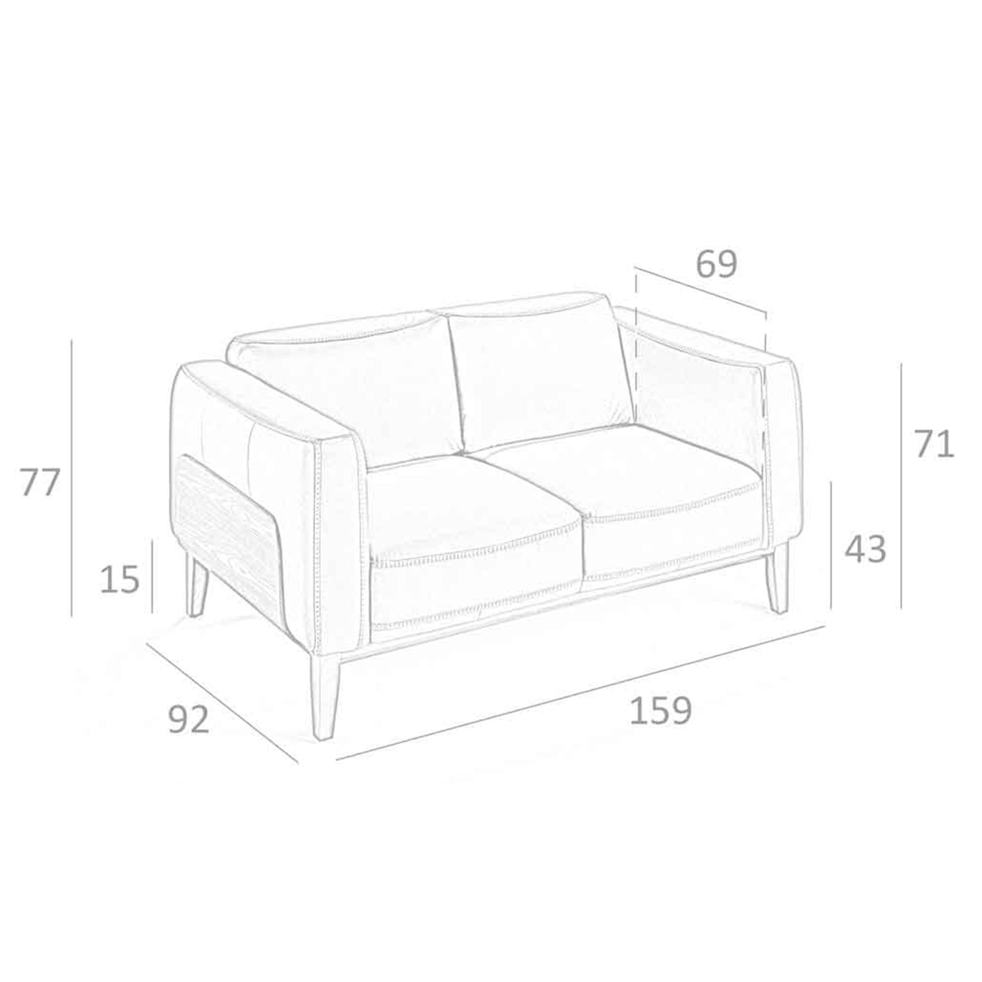 Divano a 2 posti in pelle visone
