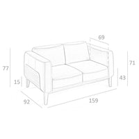 Divano a 2 posti in pelle visone