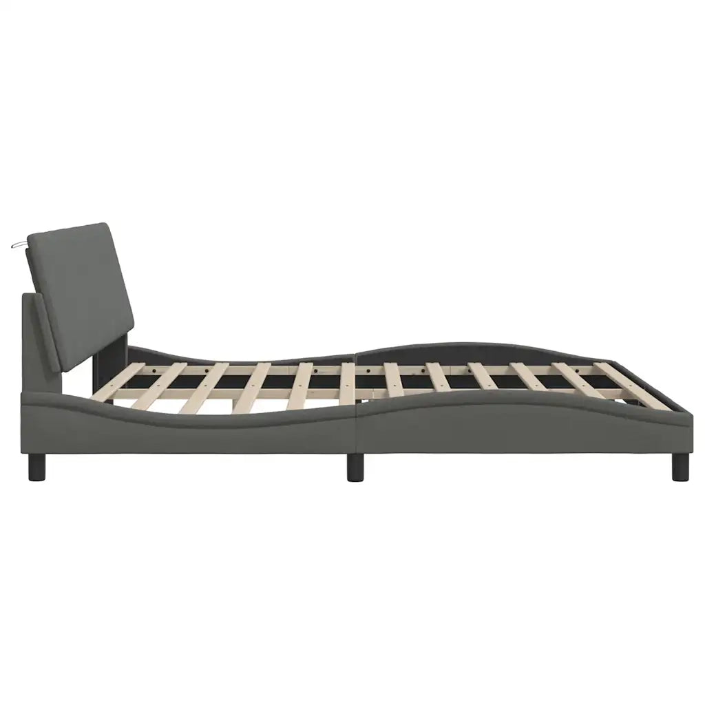 Giroletto senza Materasso-Struttura Letto Hanko Grigio Scuro 200x200 cm Tessuto 949834