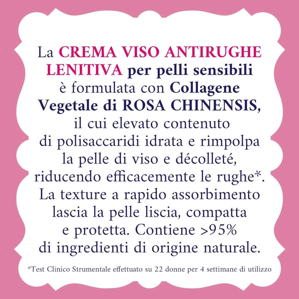 ACQUA ALLE ROSE CREMA VISO ANTIRUGHE LENITIVA CON COLLAGENE VEGETALE DI ROSA CHINENSIS PELLI SENSIBILI 50 ML