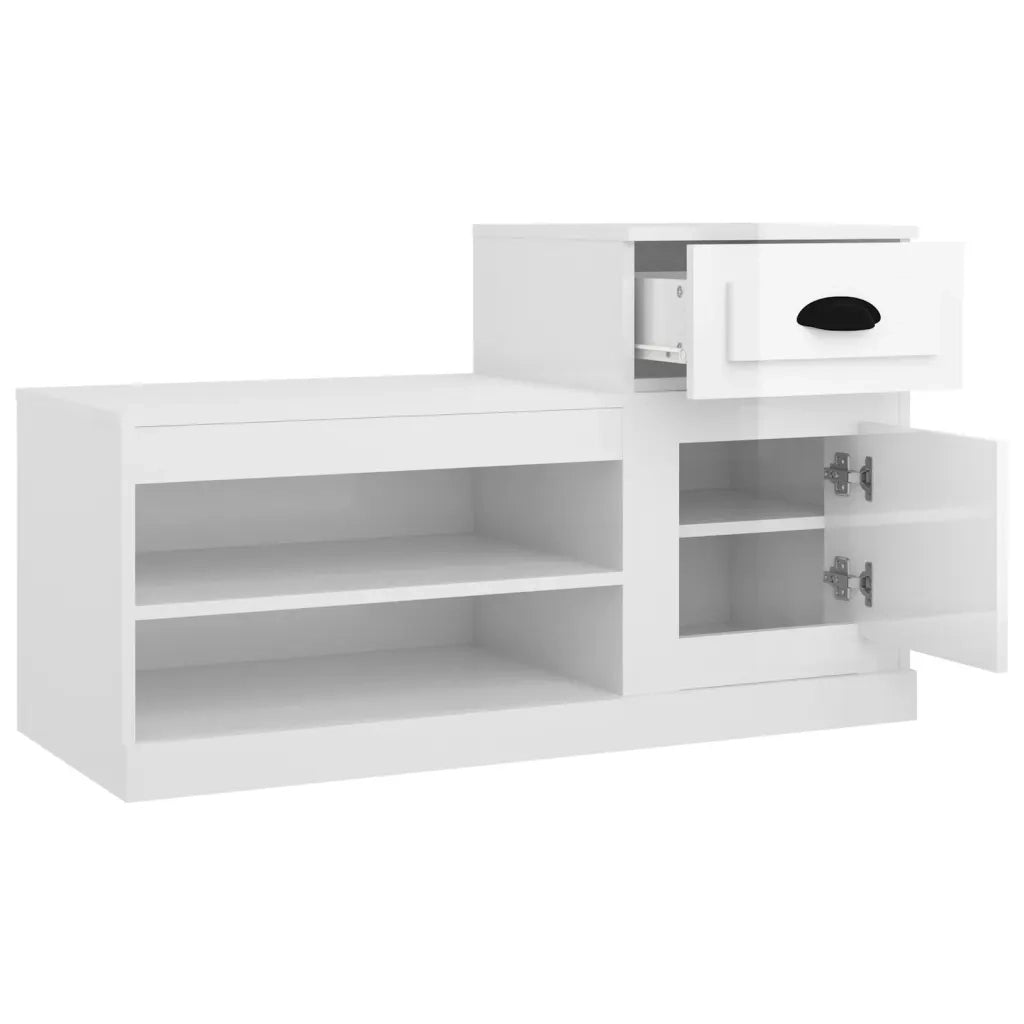 Scarpiera-Scaffale per scarpe Bianco Lucido 100x42x60 cm in Legno Multistrato