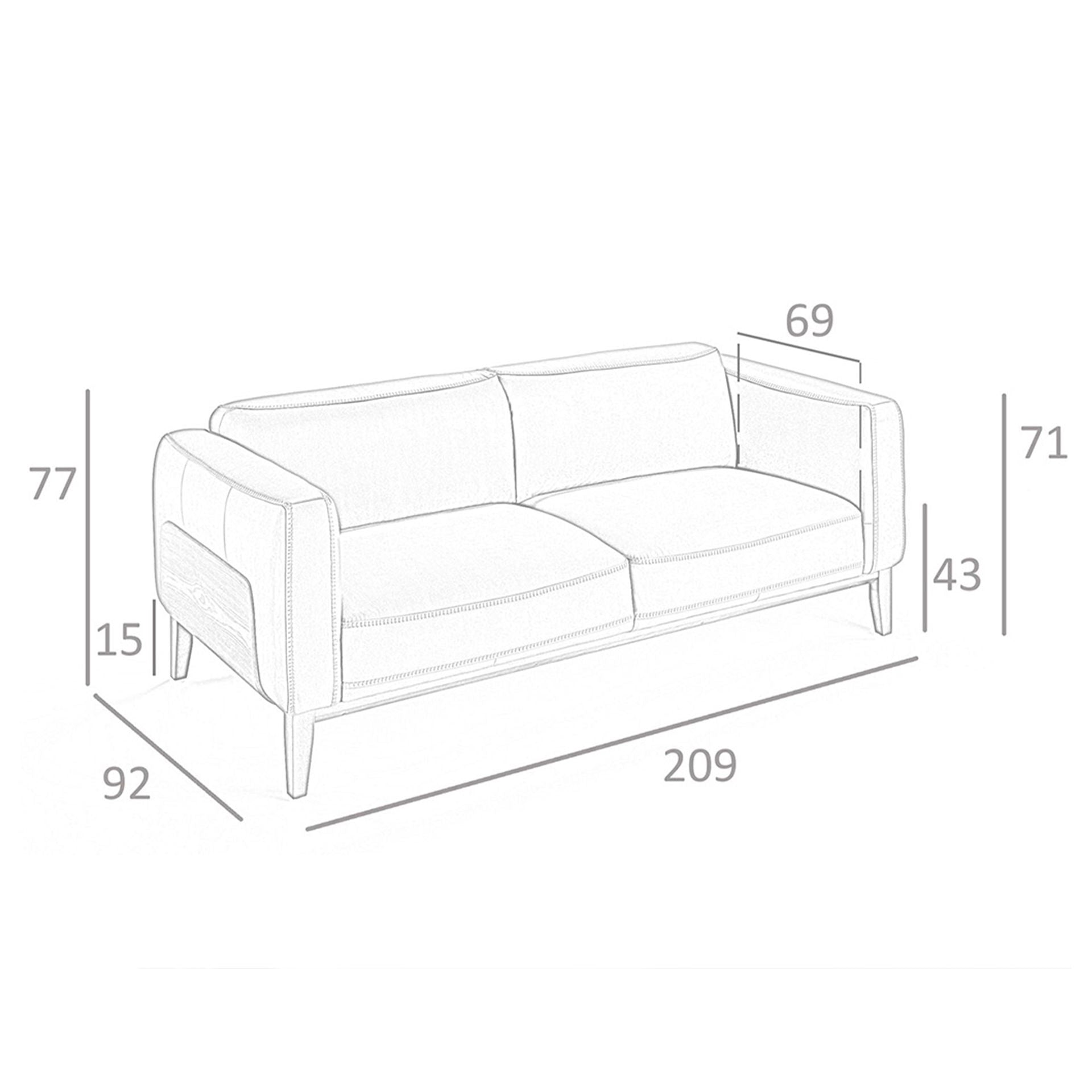 Divano a 3 posti in pelle di visone