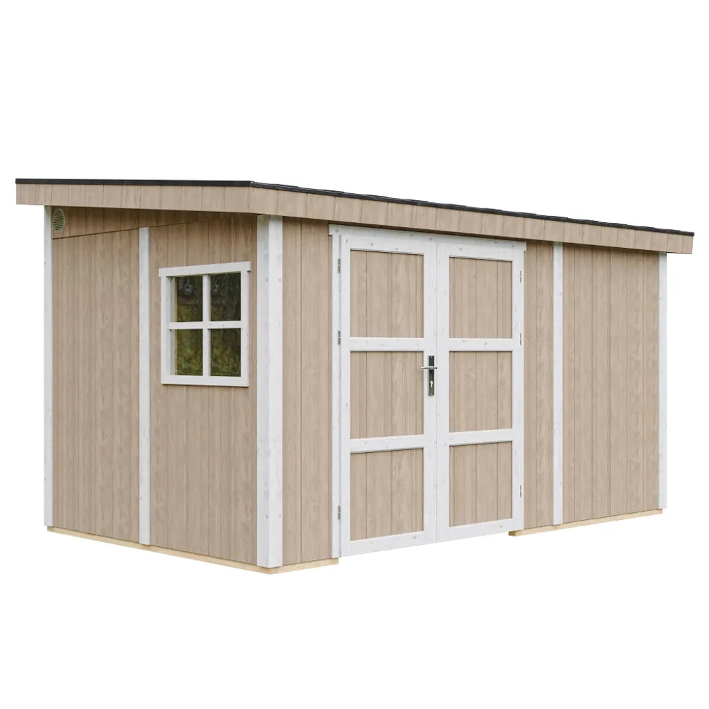 Casetta da giardino di qualit?  PREMIUM 8,68 m?² - H231x248x412 cm - Senza pavimento e parete laterale - Timbela M939B-TERRA BROWN