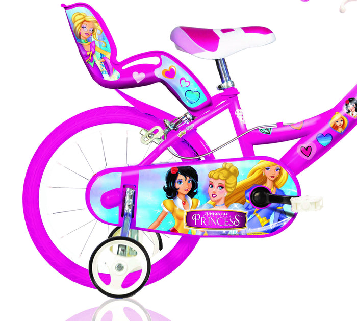 SCH PRINCESS 14", bicicletta per bambini, adatta ad etÃ  tra i 4 e i 6 anni, per altezza tra 100 e 120 cm, con cestino
