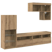 Unit¨¤ per TV a Muro 6 pz | Armadietto TV | Mobile Porta TV Rovere artigianale Legno multistrato