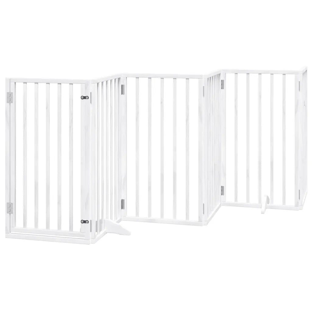 Cancello Cani Porta Pieghevole Bianco 9 Pannelli 450 cm Pioppo 3155538
