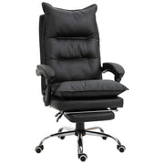 EasyComfort Poltrona da Ufficio in Finta Pelle Nera, Sedia Direzionale Altezza Regolabile con Schiena Alta Reclinabile 155° e Poggiapiedi
