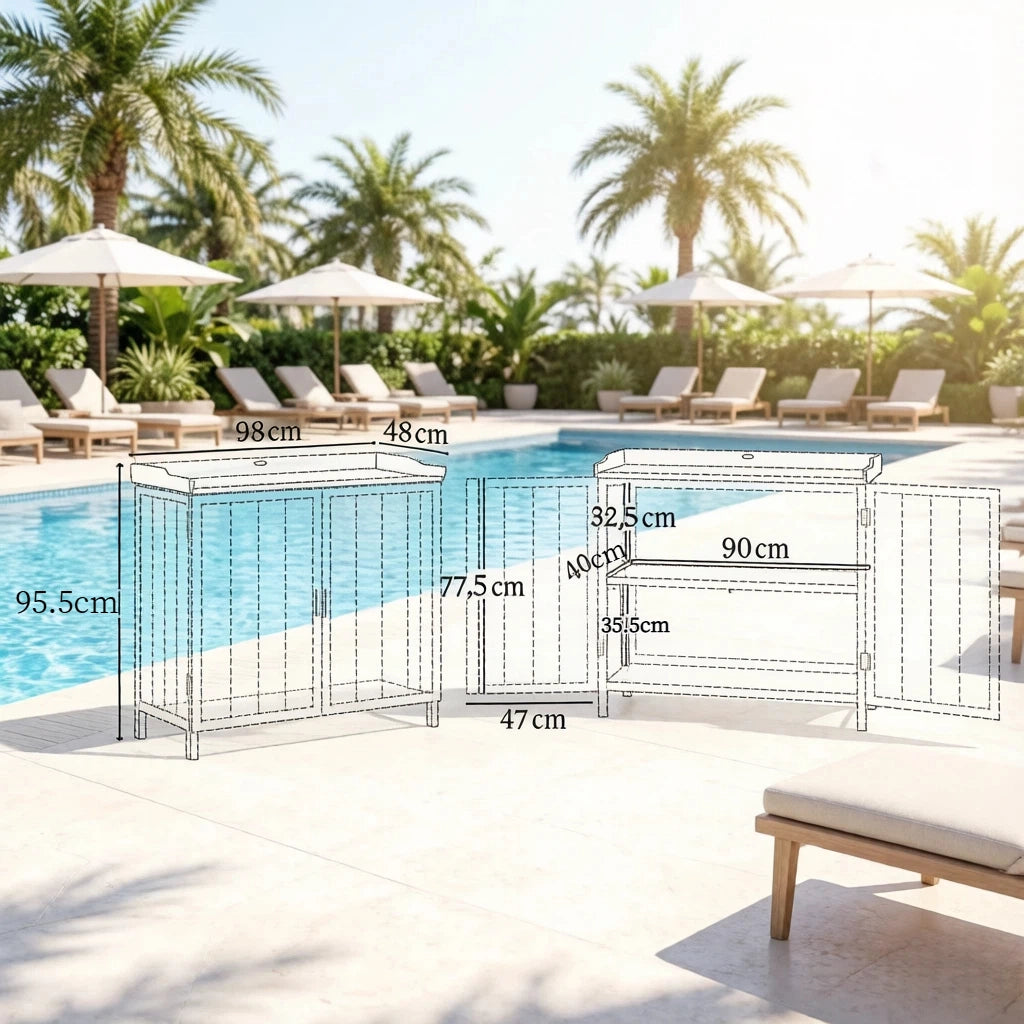 ARMADIO DA GIARDINO 98x48x95,5 cm Grigio in legno e metallo