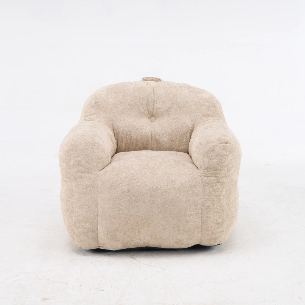 POLTRONA SACCO In tessuto effetto peluche Beige, pronta all'uso
