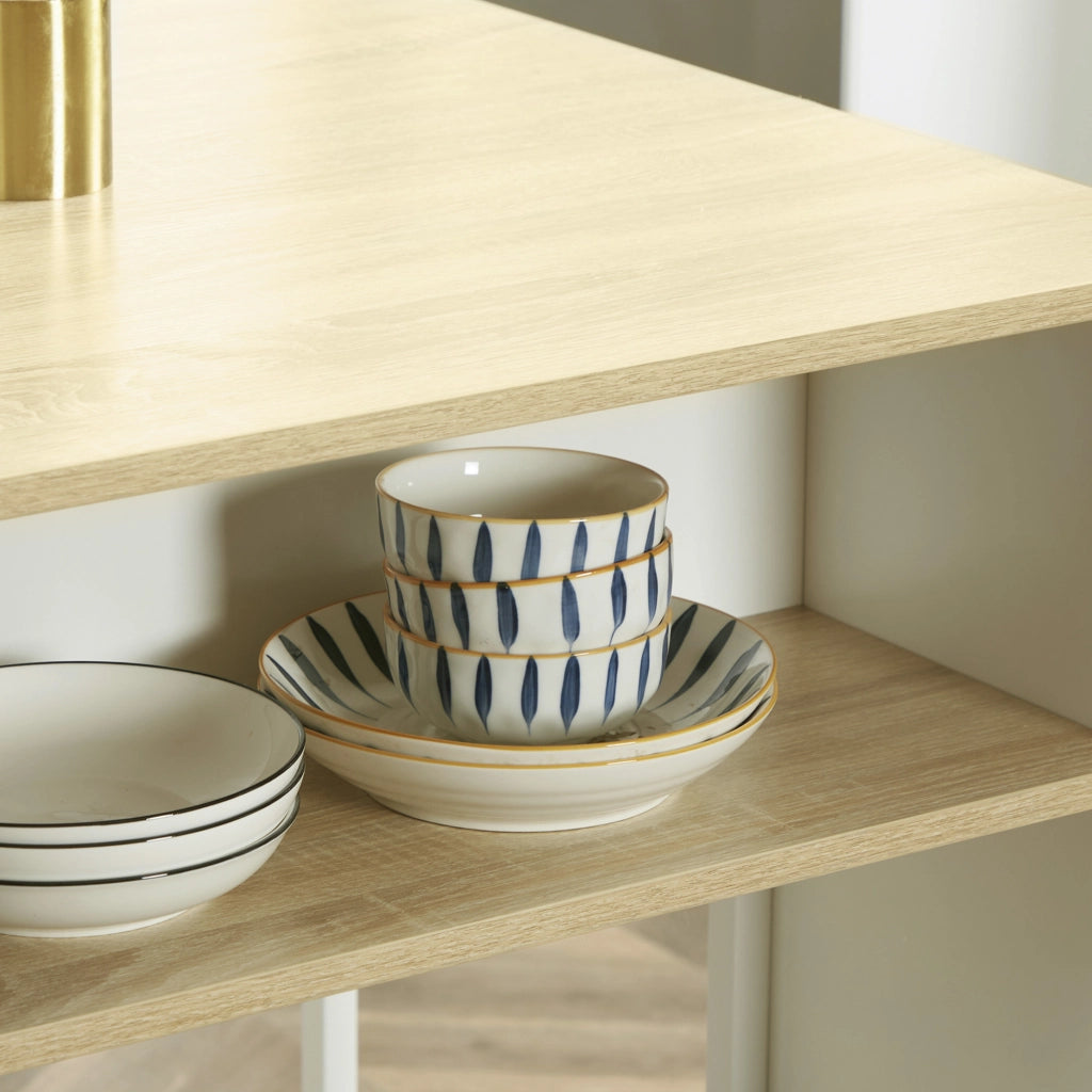 Mobile da cucina 3 ripiani ¨C zephmum ¨C bianco e naturale 105x65x90 cm