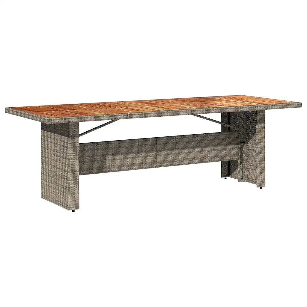 Tavolo Giardino Piano Legno Acacia Grigio 240x90x75 Polyrattan