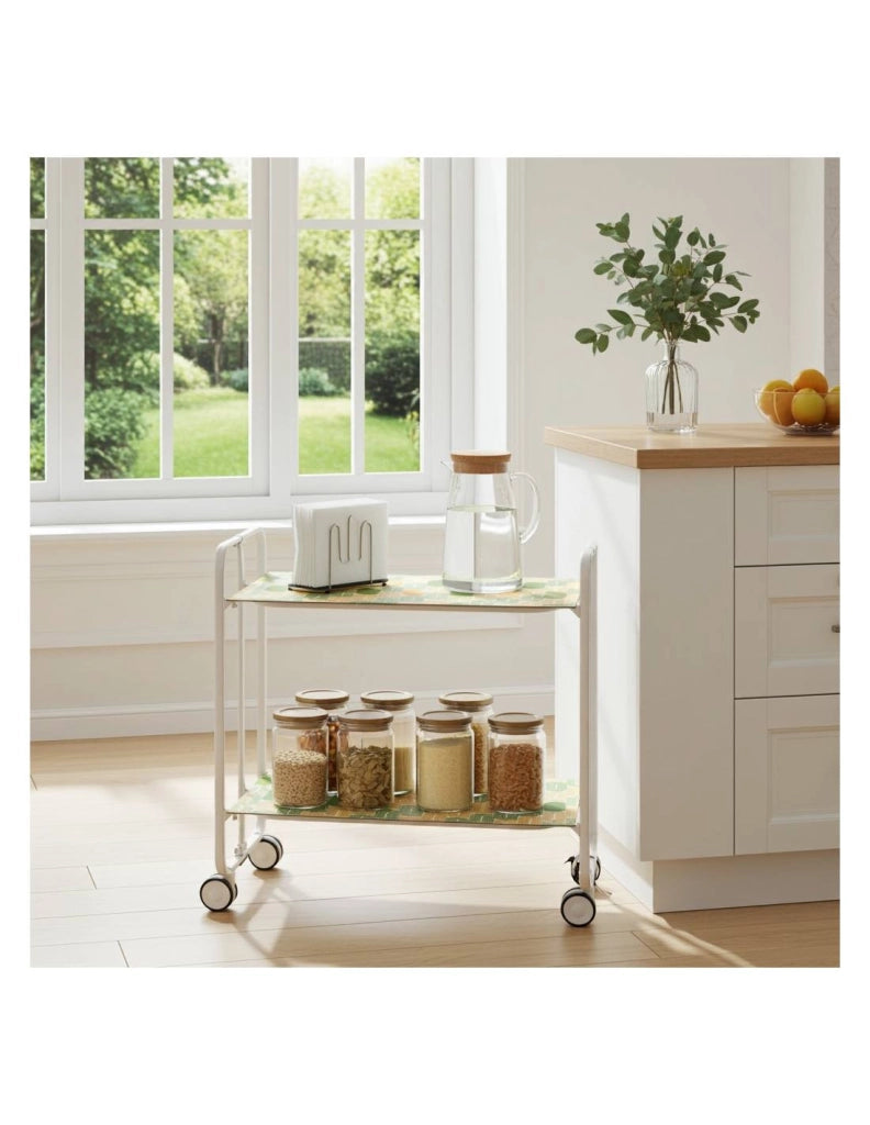 Carrello da cucina pieghevole bianco con ruote BAUHAUS 2 ripiani