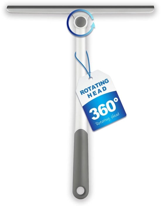 Douchecabinewisser a 360 gradi rotazionale, con attacco a gancio, per vetrature, finestre e specchi, per pulire pavimenti e superfici, per uso in bagno
