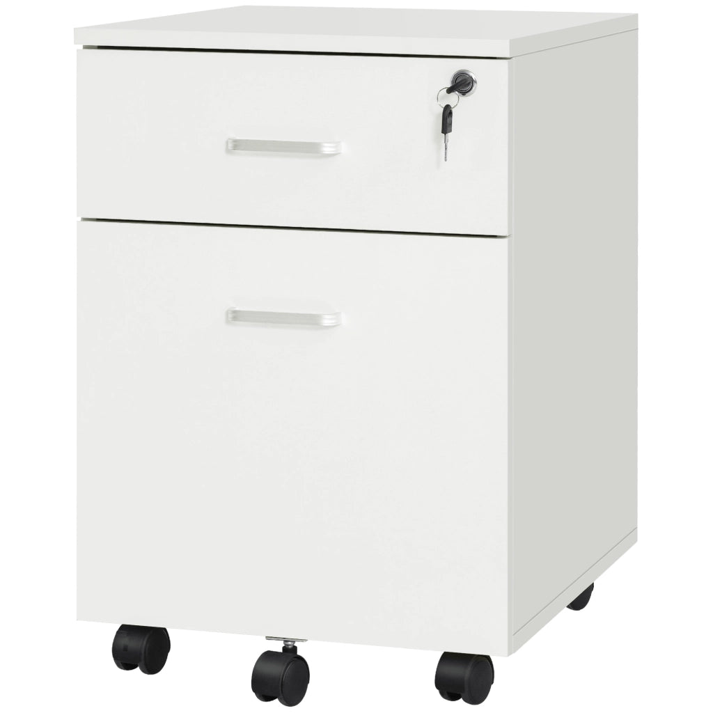 Cassettiera a 2 cassetti con serratura ¨C zephmum ¨C Bianco 40x49x58 cm