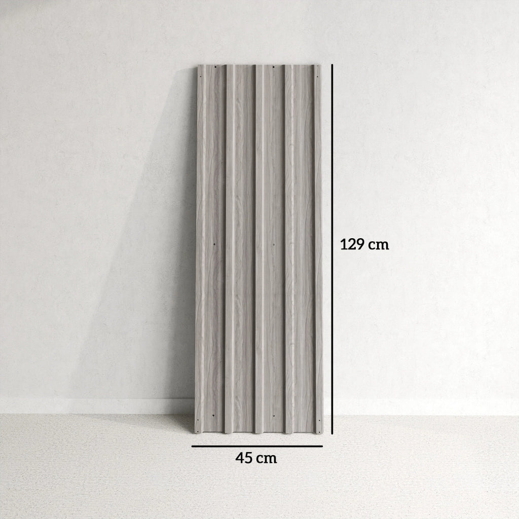 Set 12 Pannelli Recinzione Effetto Legno ¨C Xylo ¨C Acciaio Galvanizzato Grigio Chiaro 129x45cm