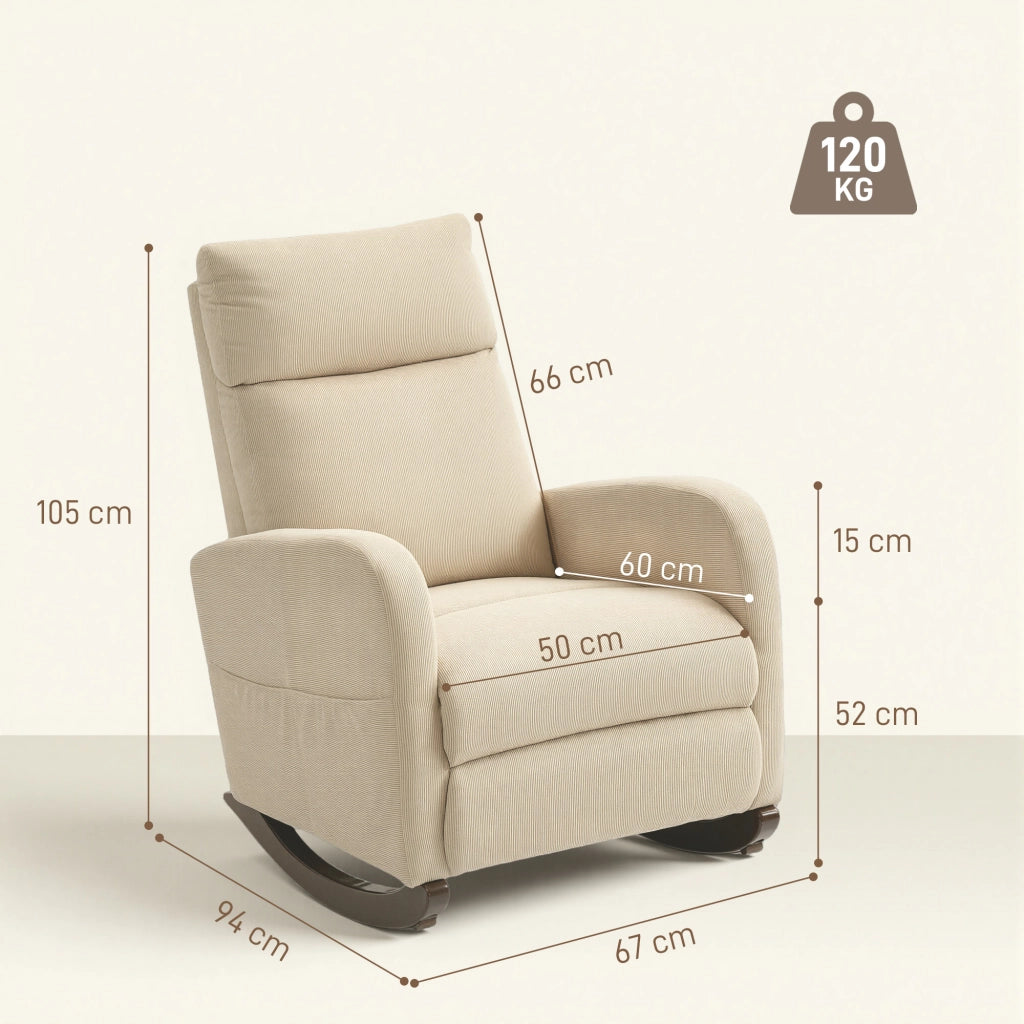 Poltrona dondolo imbottita ¨C zephmum ¨C Beige in tessuto cord