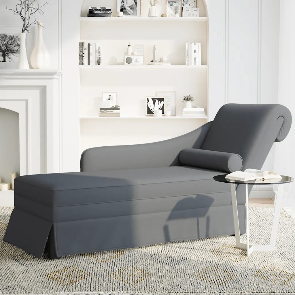 Sdraio con Capezzale e Bracciolo Destro in Velluto Grigio Scuro CFW5425881