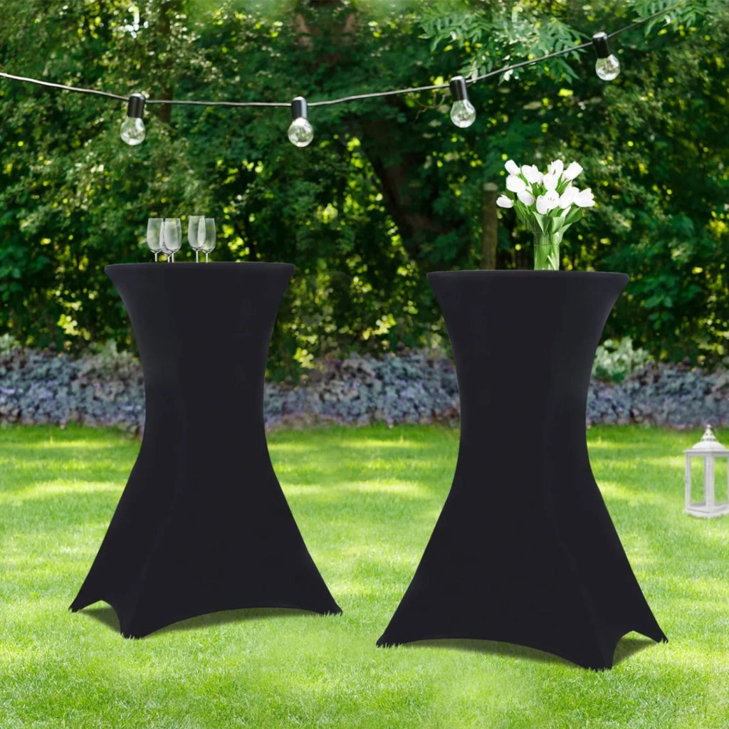 IDMarket - Set di 2 tavoli alti pieghevoli 105 CM e 2 coperture nere