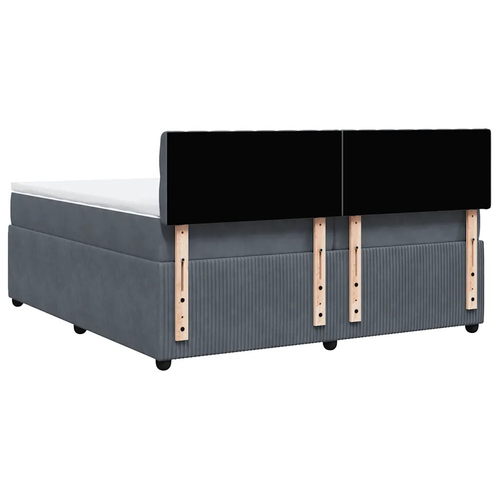 Giroletto a Molle con Materasso Grigio Scuro 200x200 cm Velluto 3290137