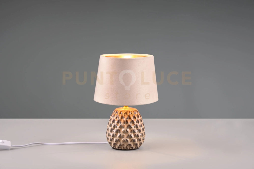 ARIANA LAMPADA DA TAVOLO CERAMICA CON PARALUME EFFETTO VELLUTO SABBIA H. 27CM 1 LUCE ATTACCO E14
