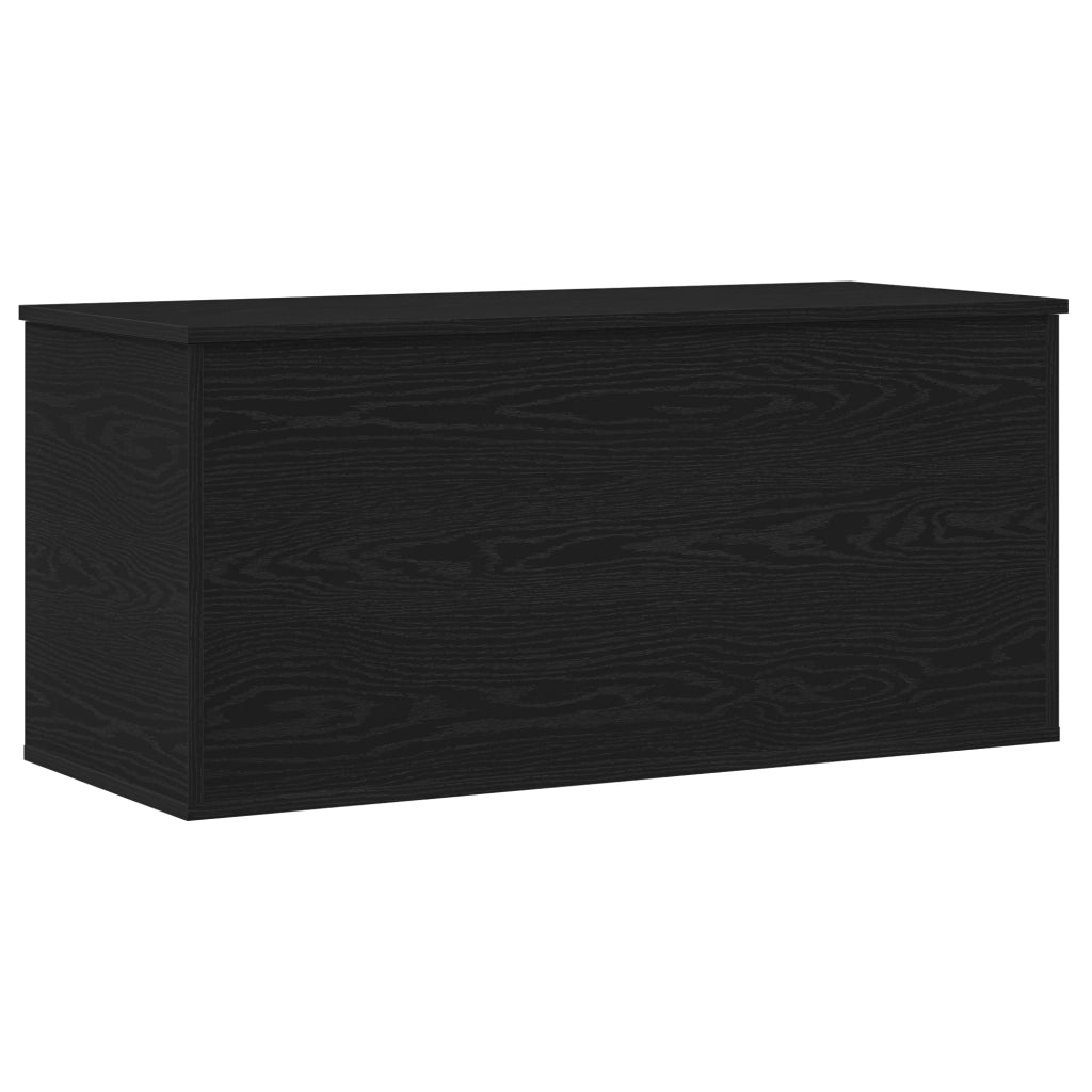 Scatola di stoccaggio  con coperchio in rovere nero 100x42x46 cm in legno ingegnerizzato