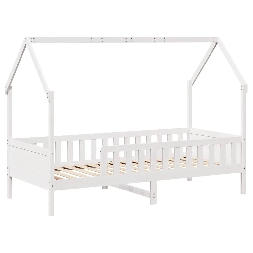 Giroletto Casetta Bambini | Letto Infantile | Lettino Bianco 80x200 cm Legno Massello Pino
