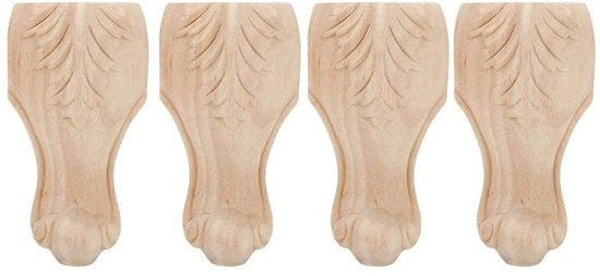 Set di 4 Poten in Legno Massello - 15x6 cm - Manuali - Per Divano/Banco/Sedia/Tavolo - Non Laccate - Supporti di Mobili