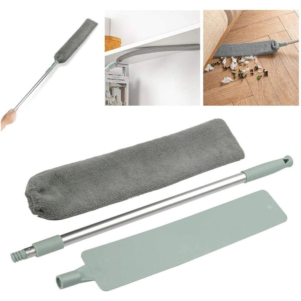 Trade Shop - Cattura Polvere Spolverino Sottile Con Manico Telescopico Panno Mop Pieghevole -