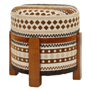 Pouf etnico con fantasia nei toni del marrone e beige