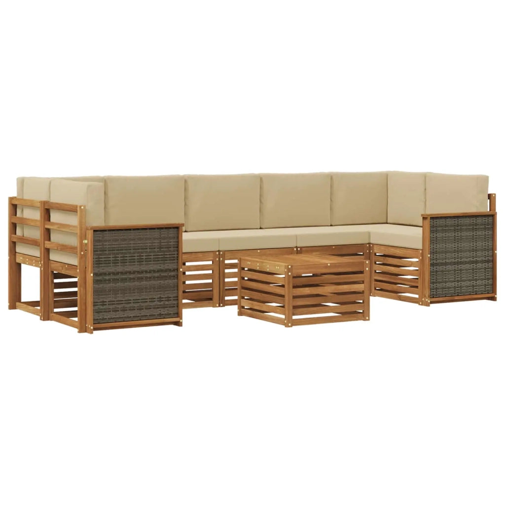 Set di divani da esterno 8 pz Naturale e Beige 3384139