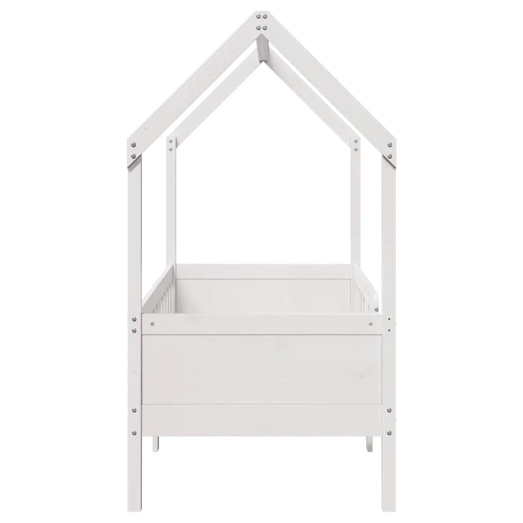 Giroletto Casetta Bambini Bianco 80x160 cm Legno Massello Pino