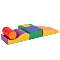 Set di 6 Grandi Blocchi da Costruzione per Giocare e Arrampicarsi con Scala e Scivolo, Adatto a Bambini in Età Prescolare e Neonati, Blocchi Morbidi e Colorati, Giallo