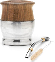 Set di Yerba Mate in legno di calabasa - tradizionale Palo Santo e alluminio - con Bombilla - base in legno - supporto BALIBETOV con stro Yerba Mate - tazza Yerba Mate