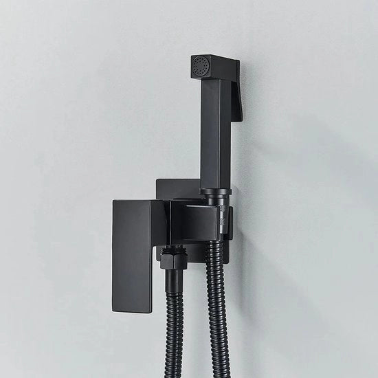 Bidet con rubinetto a miscelazione - Rubinetto per sanitario - Miscelatore per acqua calda e fredda - Sanitari con rubinetti - Sanitario con serbatoio - Rubinetto RVS - Nero