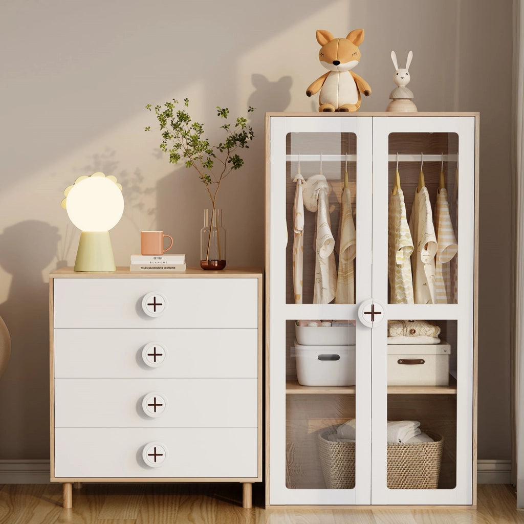 Set Armadio con Cassettiera ¨C Minimal ¨C Bianco, Legno