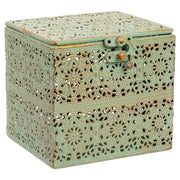 Scatola in metallo verde 12.5x12.5x11.5h cmh cm