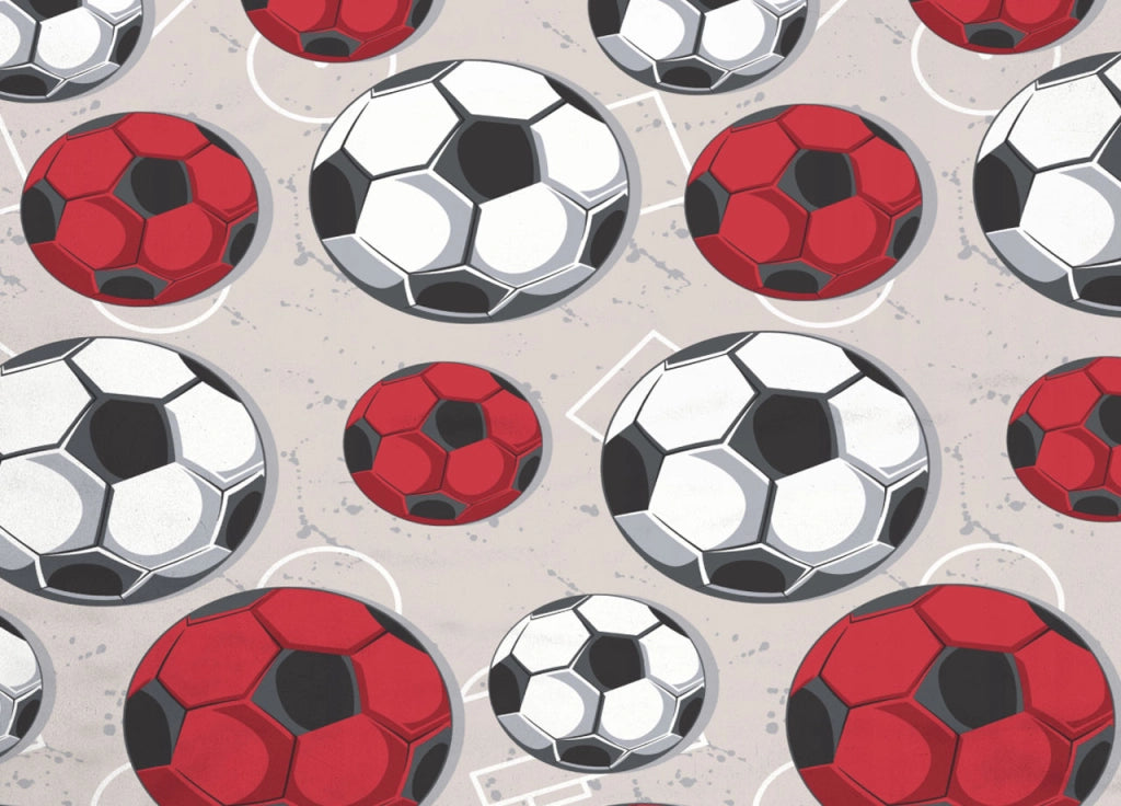Copripiumino Sacco Piumone Pensieri Delicati Cotone Disegno Calcio - Singolo - Rosso