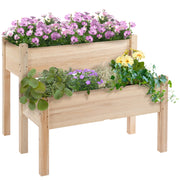 Tavolo da Coltivazione 2 Livelli per Orto Urbano ¨C zephmum ¨C 86x85x72 cm Legno Naturale