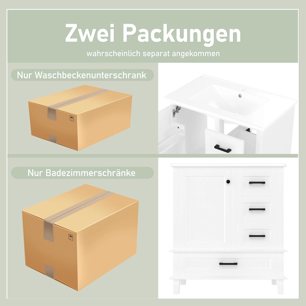 MOBILE BAGNO con lavabo integrato 76x46x83,5 cm MDF bianco freestanding