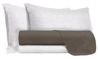 Set Lenzuola Singolo Sopra Sotto e Federe in Cotone Marrone