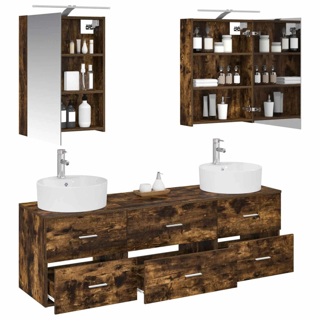 Set di mobili per il bagno 5 pcs Rovere Fumo 3406875