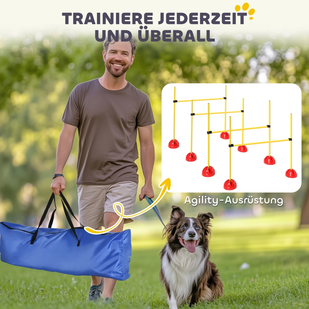 Set Agility per Cani 4 Pezzi con Ostacoli e Borsa ¨C Zephmum ¨C Giallo