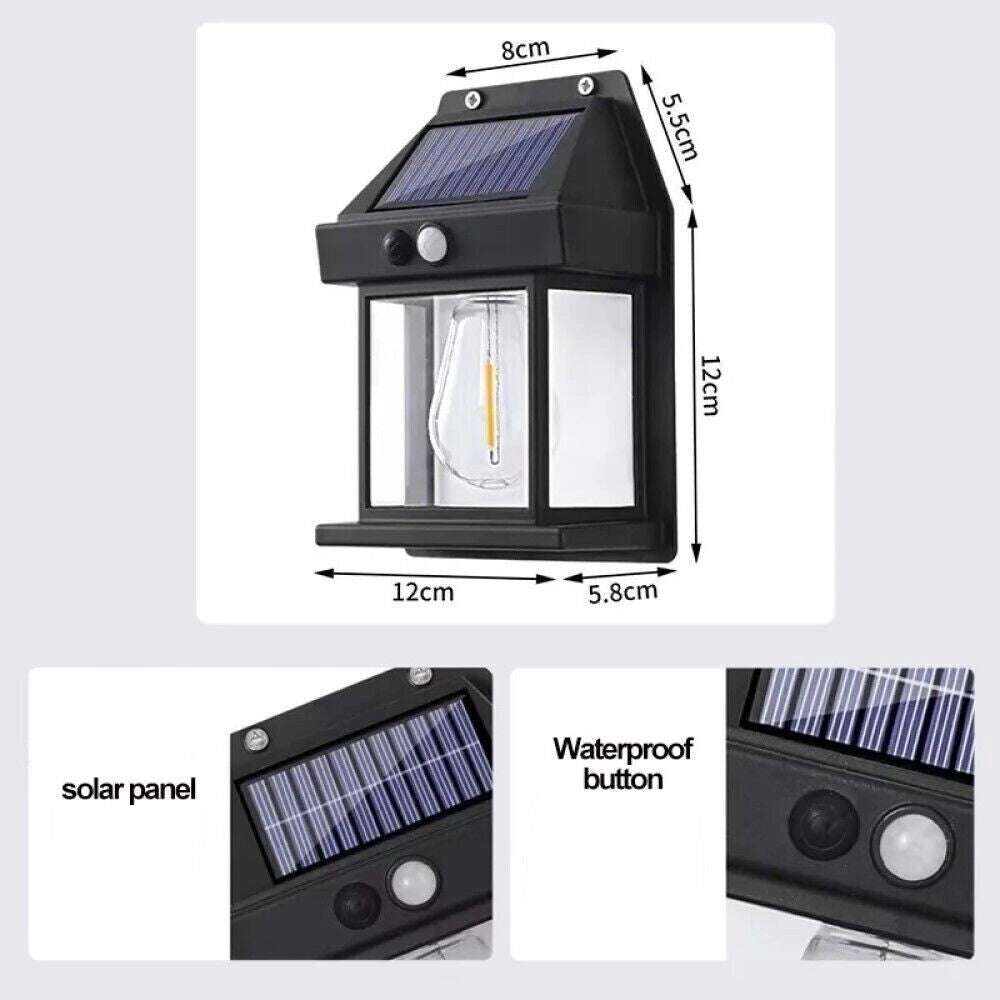 Faretto solare lampada applique 1W da esterno sensore movimento luce calda 600LM BK-888 - ZENCOCCO