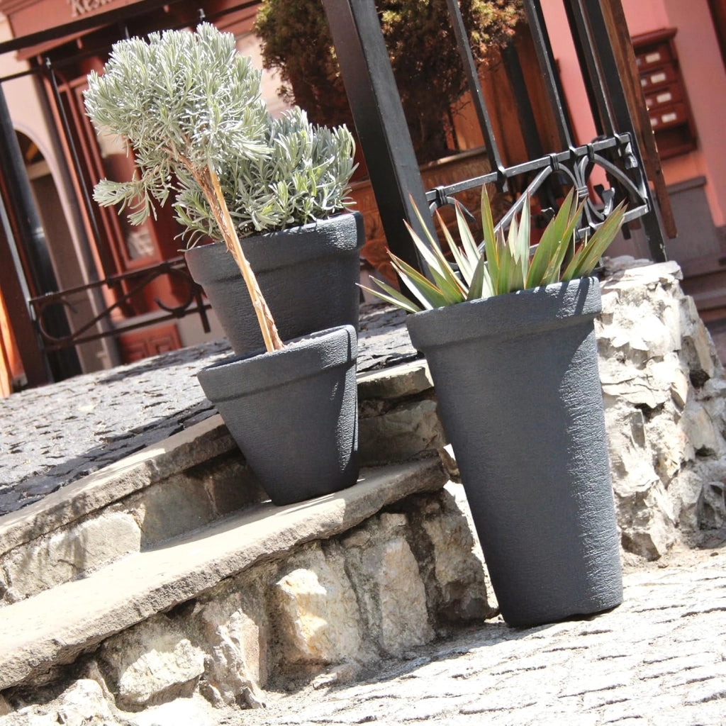® 2x Vaso in Plastica per Piante 42L 63x40cm XXL Fioriera Alta Rotonda Vaso Alto da Fiori Balcone Porta Piante Terrazza Vasi da Esterno Fioriere