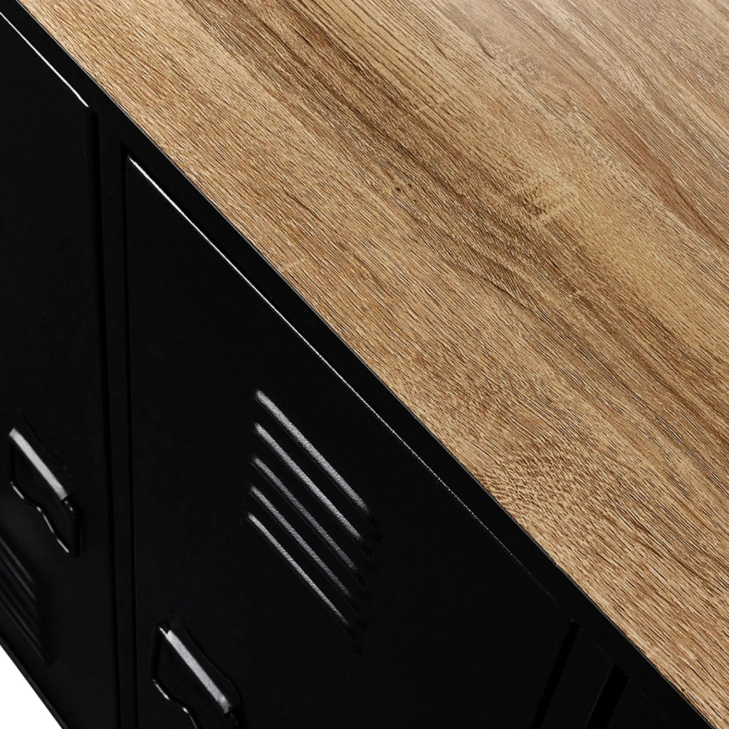 IDMarket - ESTER Buffet da bar a 3 ante in metallo nero con piano in faggio